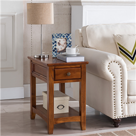 Antique Side Table with Drawer and Shelf